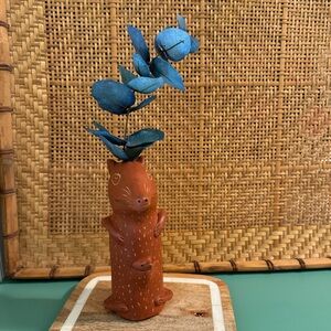 VINTAGE MEXICAN POTTERY TLACUACHE MOTHER & BABY ART POTTERY VASE
